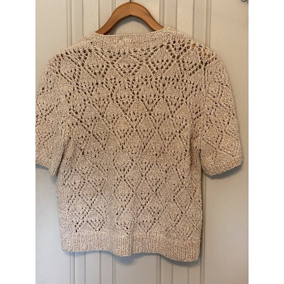 Handmade Tan Brown Knit Women's S Sweater Hand Knit Vintage - Picture 5 of 5